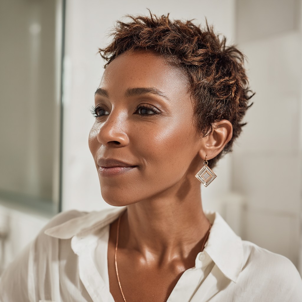 Chic Textured Short Crop with Defined Curls