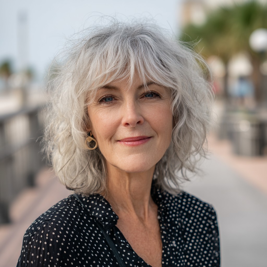 Chic Textured Silver Shag with Soft Layers