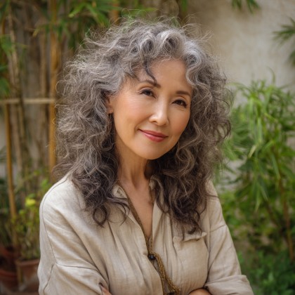 Elegant Curly Gray Hair with Soft Lowlights