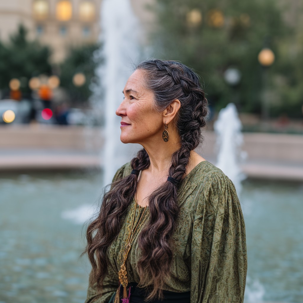 Elegant Double Dutch Braids with Loose Ends