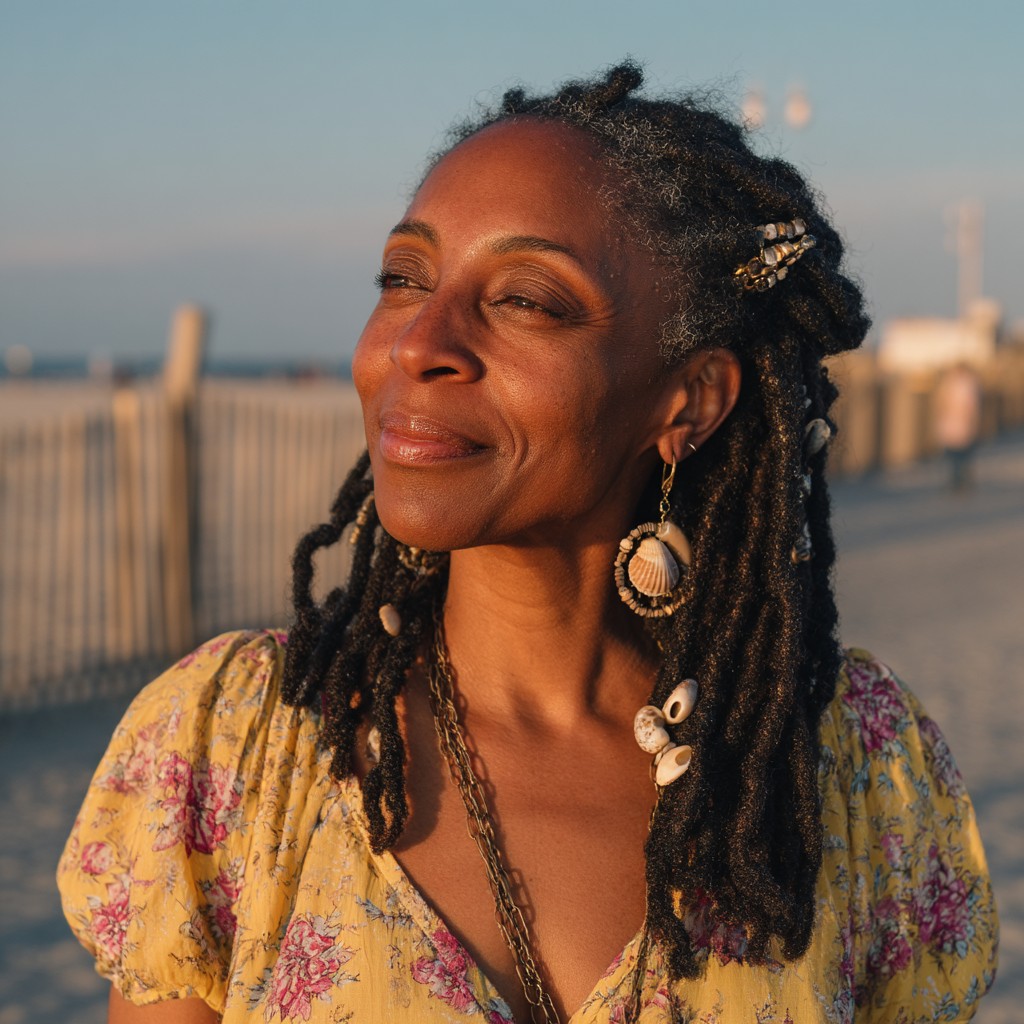 Elegant Natural Locs with Subtle Accents