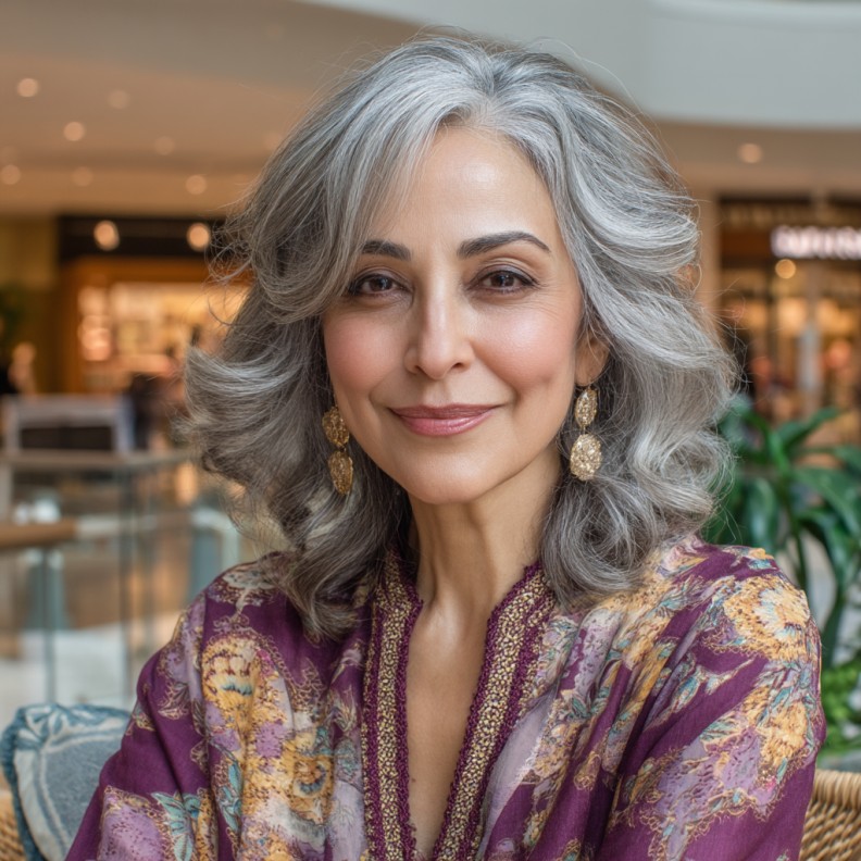 Elegant Silver Cascading Layers with Soft Waves