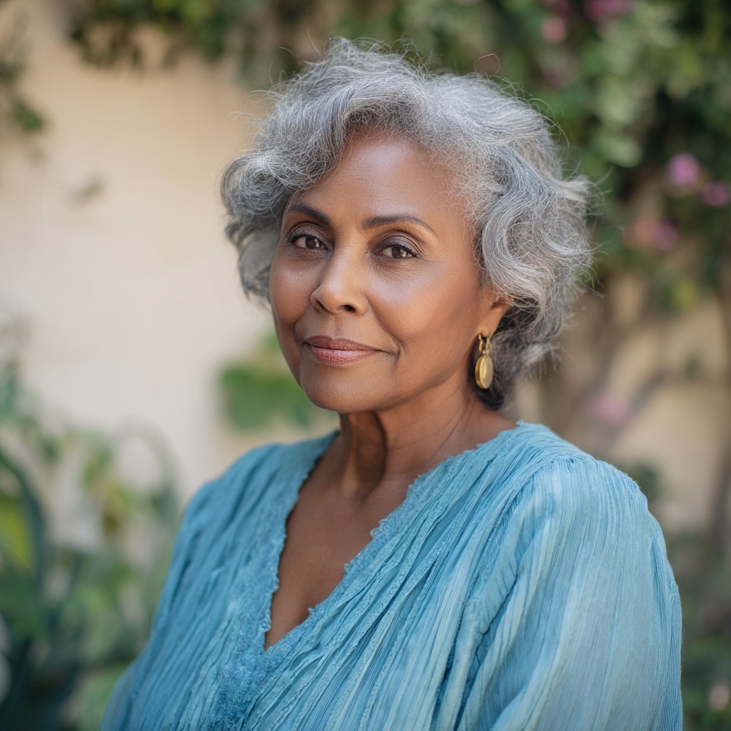 Elegant Silver Curly Shag with Soft Layers