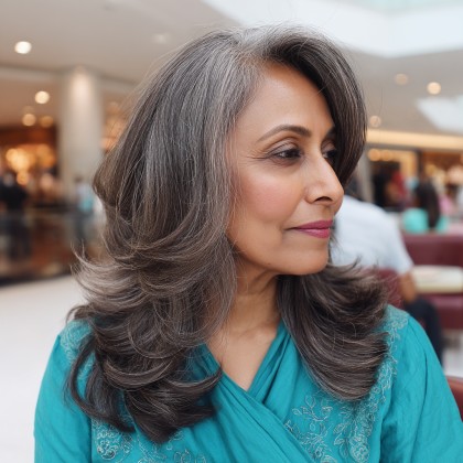 Elegant Soft Gray Layers with Lowlights