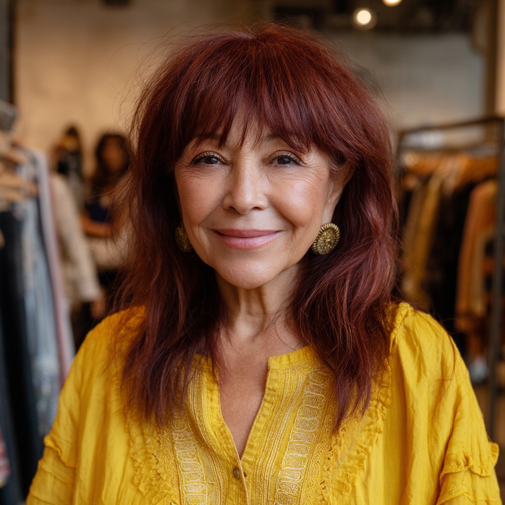 Layered Burgundy Shag with Effortless Volume