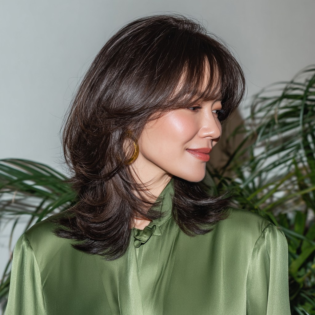 Modern Butterfly Layers with Subtle Face-Framing Bangs