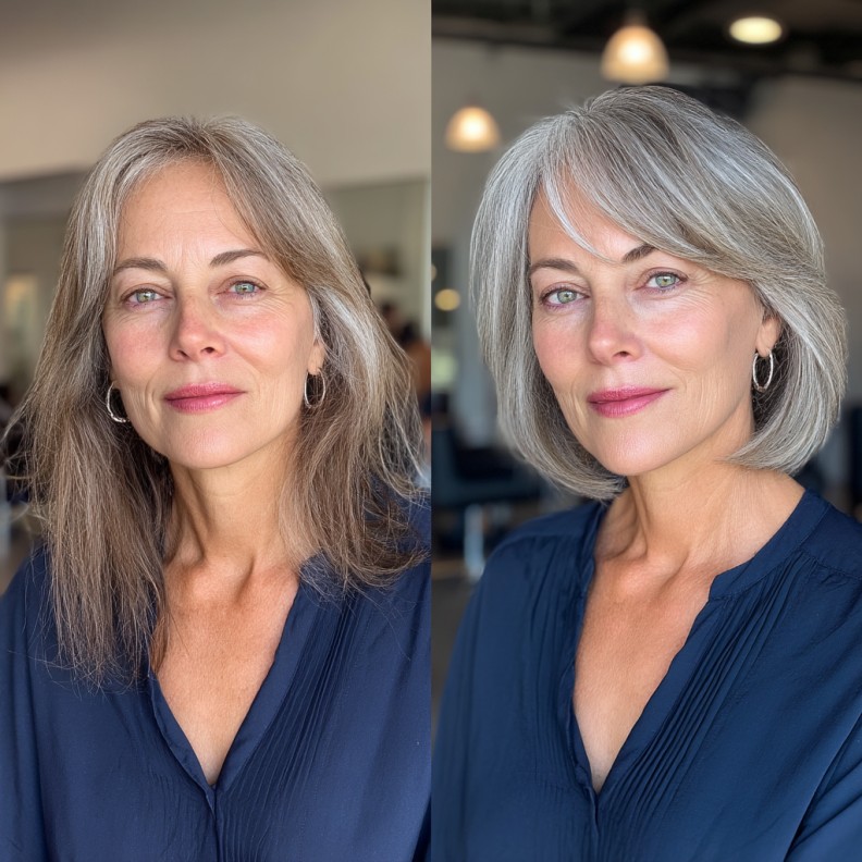 Modern Gray Bob with Soft Lowlights