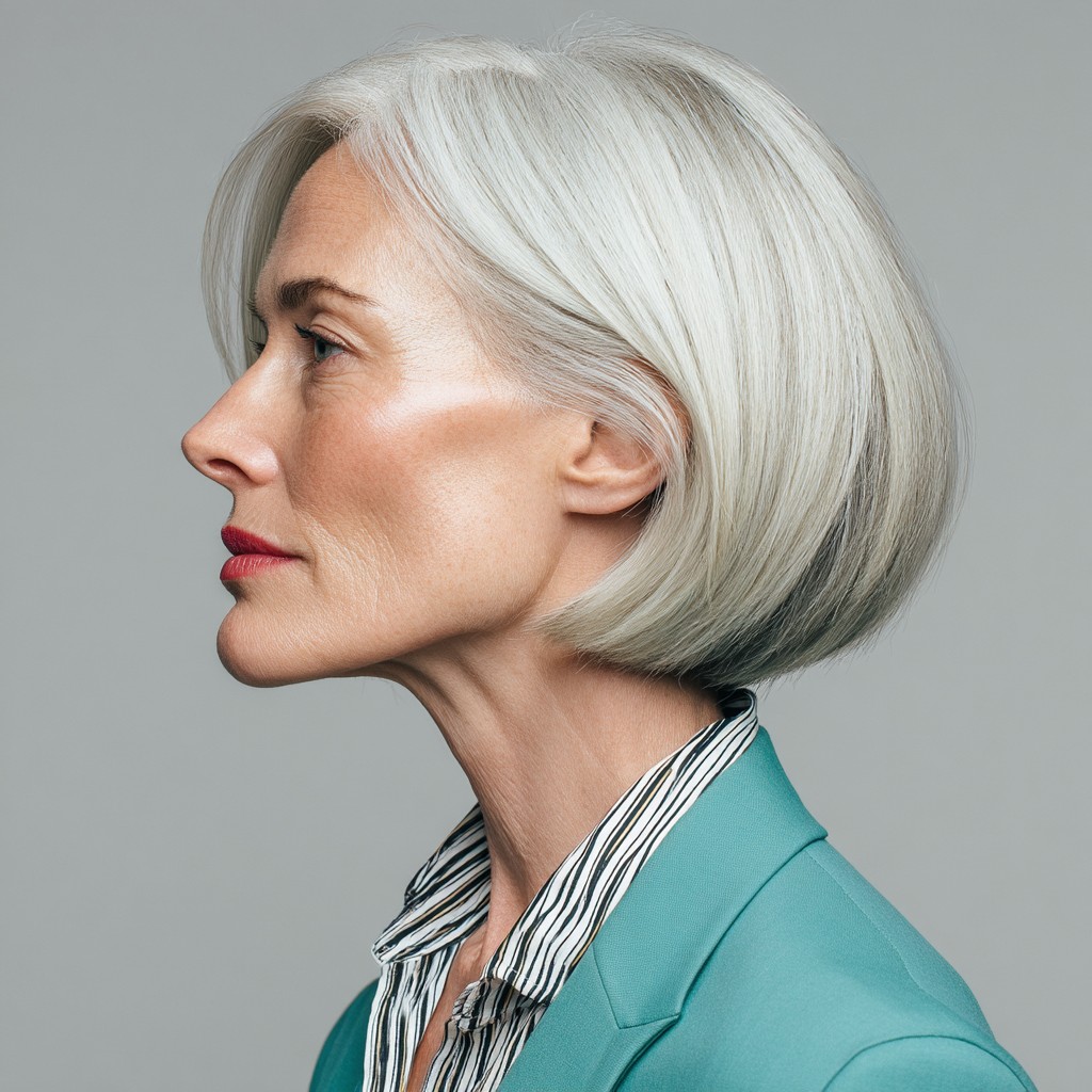 Modern Silvery Wedge Cut with Subtle Volume