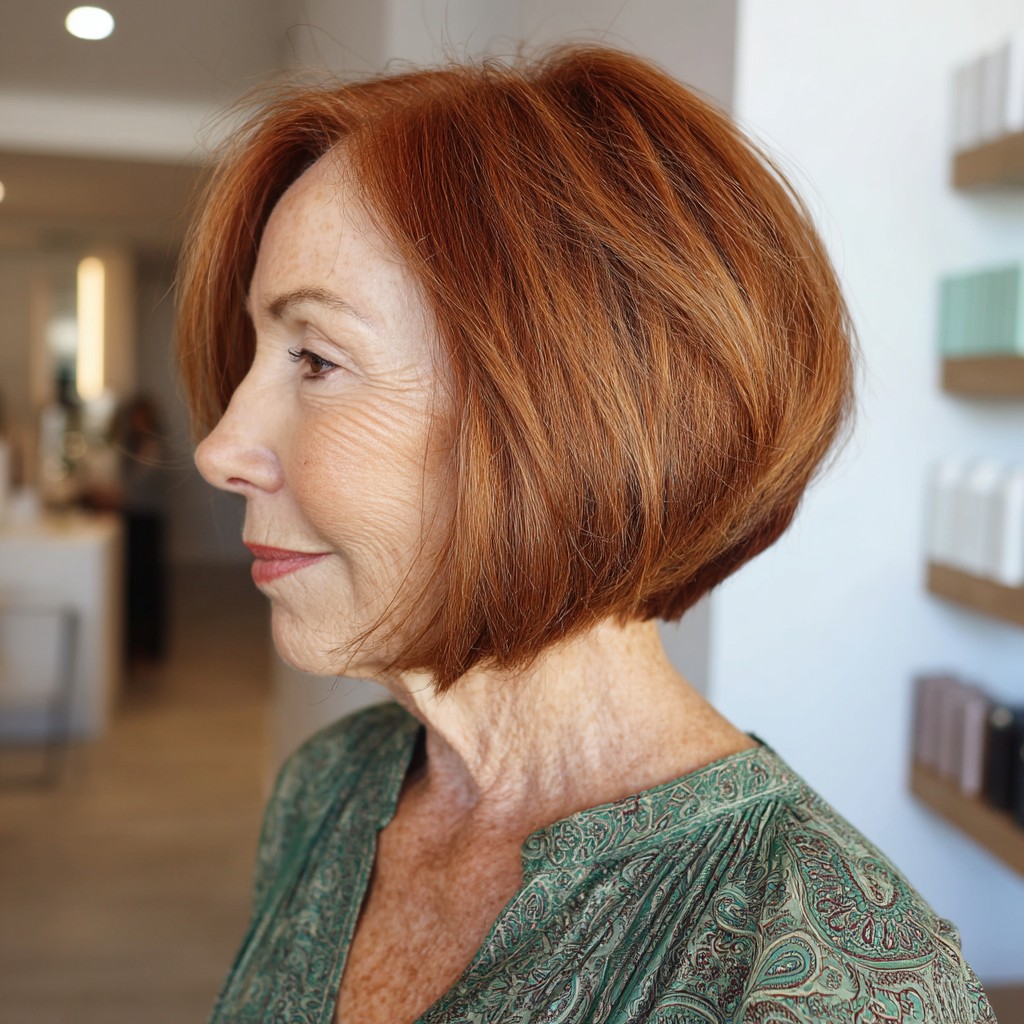 Radiant Angled Bob with Rich Copper Tones