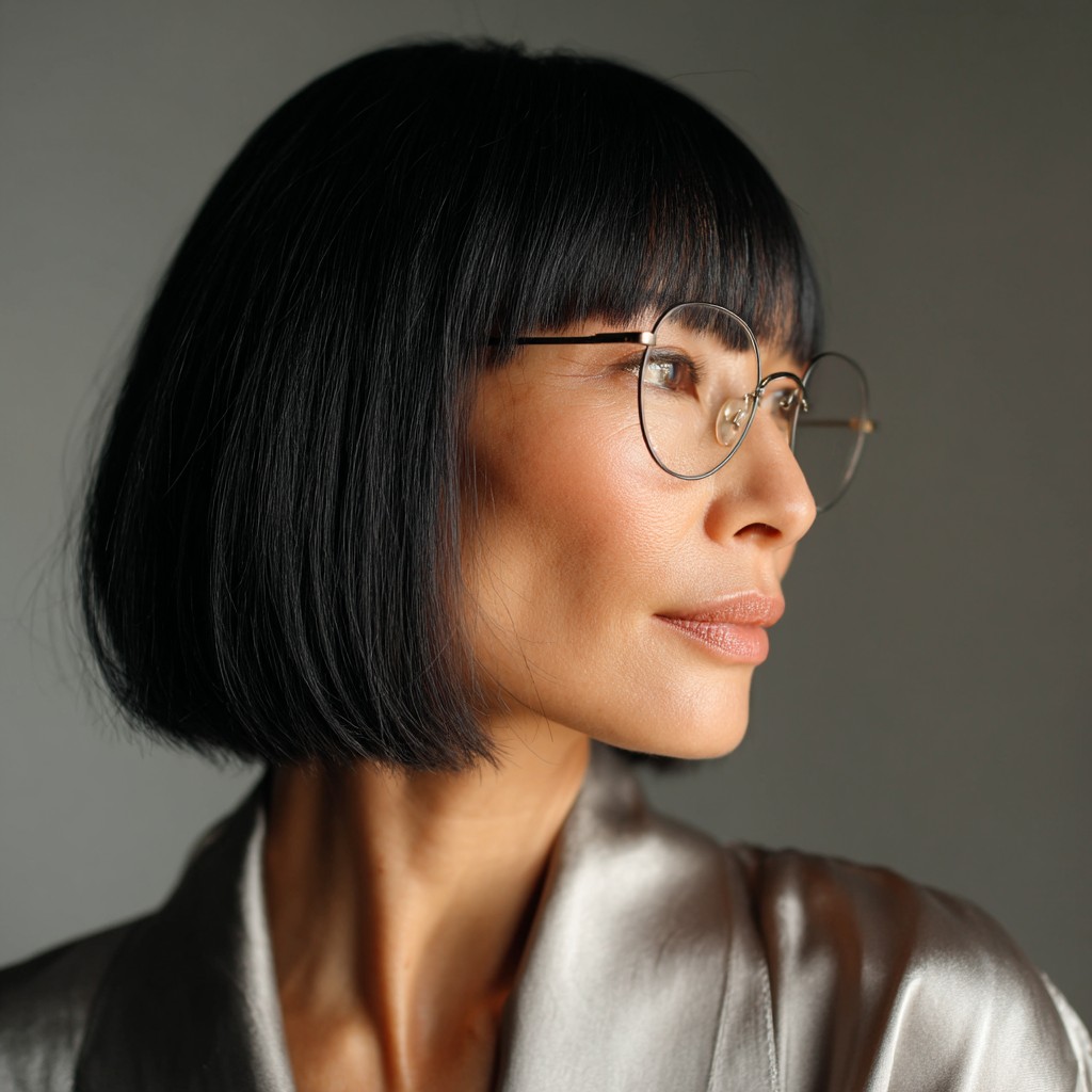 Sleek Blunt Bob with Chic Bangs
