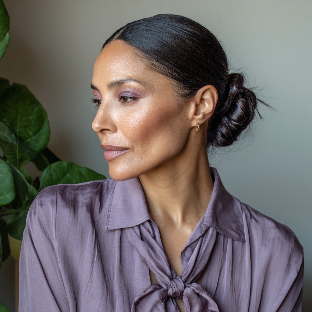 Sleek Low Bun with Subtle Volume