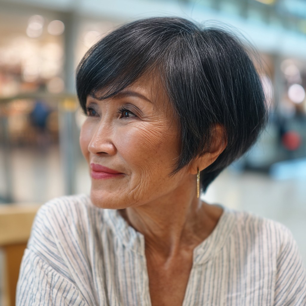 Sleek Textured Long Pixie Cut with Asymmetrical Layers