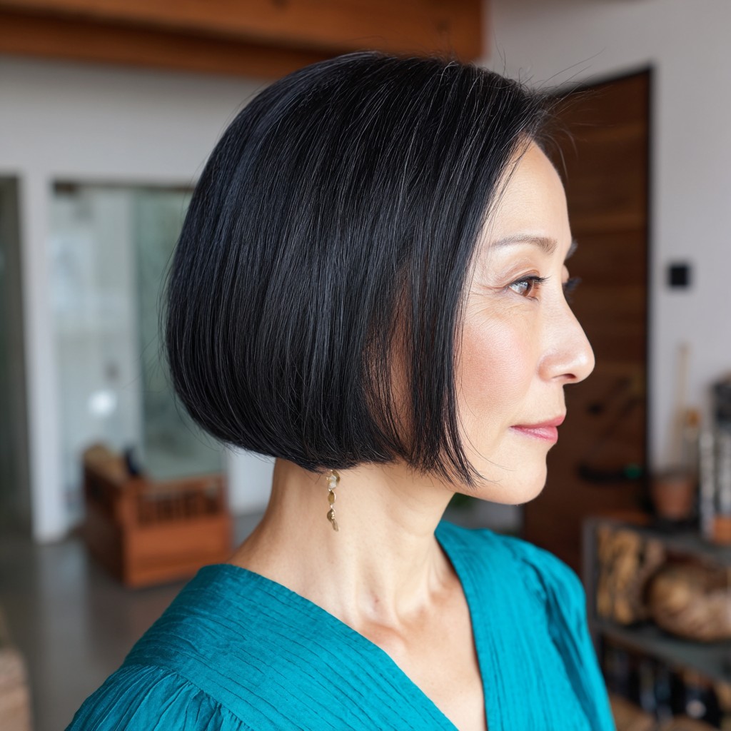 Smooth Angular Bob with Subtle Face-Framing Layers