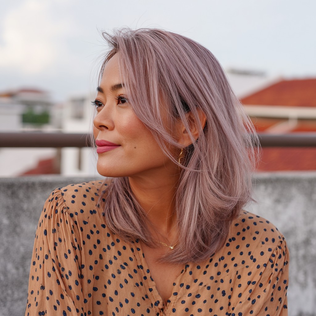 Soft Lavender Butterfly Cut with Face-Framing Layers