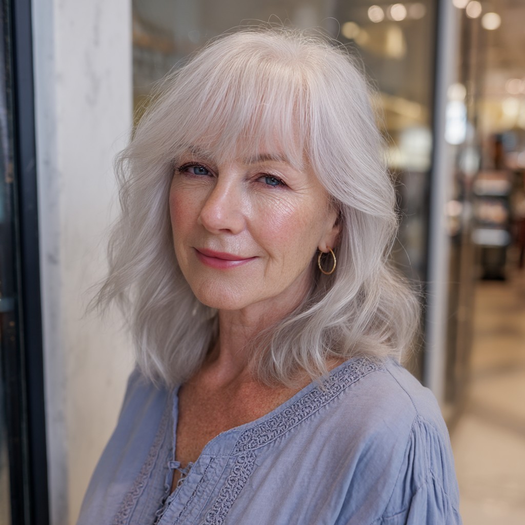 Soft Silver Shag with Wispy Bangs