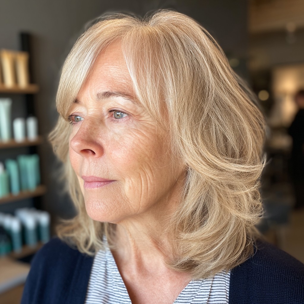 Softly Layered Ash Blonde Cut with Gentle Movement