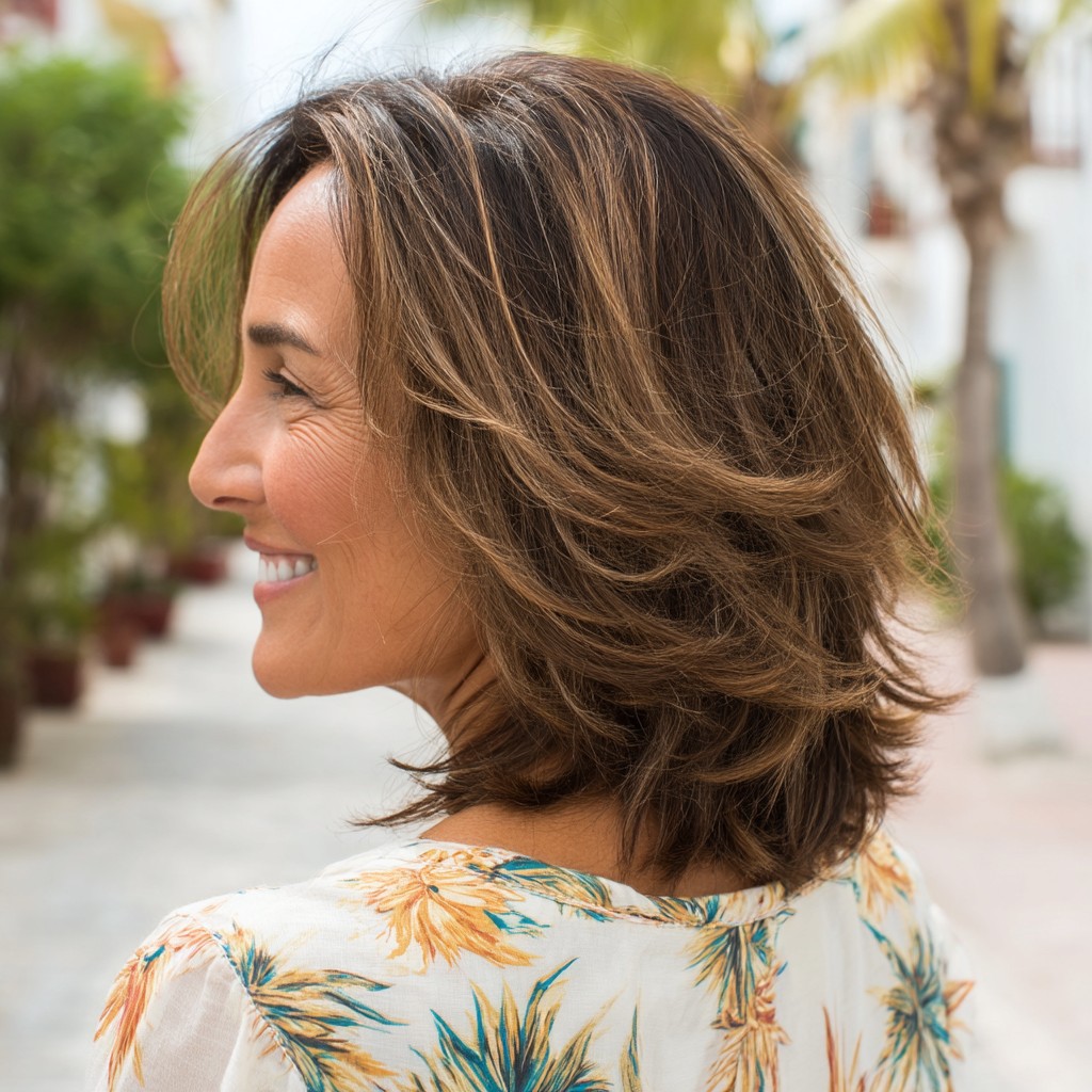 Softly Layered Beachy Cut with Sun-Kissed Highlights