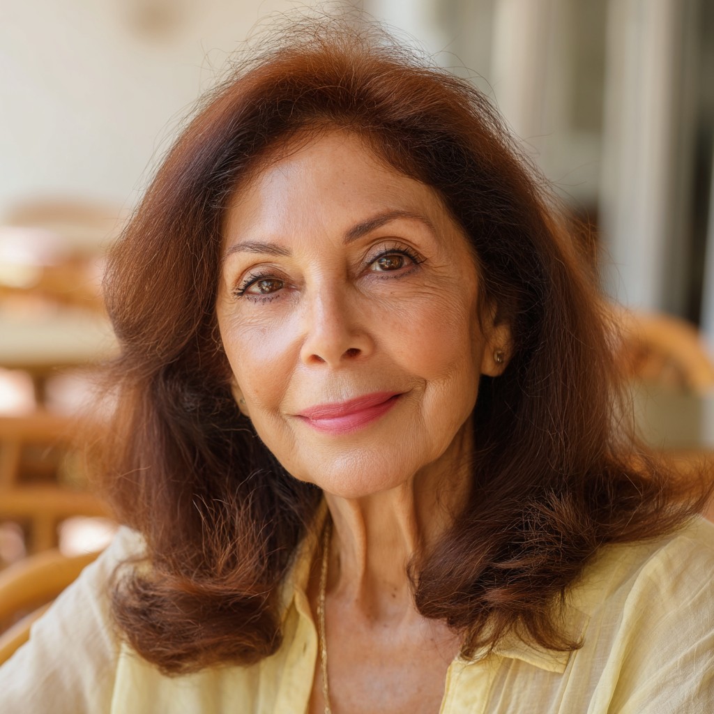 Softly Layered Chestnut Haircut for Mature Women