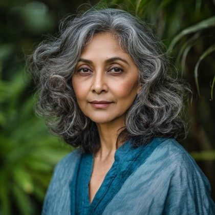 Softly Layered Gray Hair with Lowlights