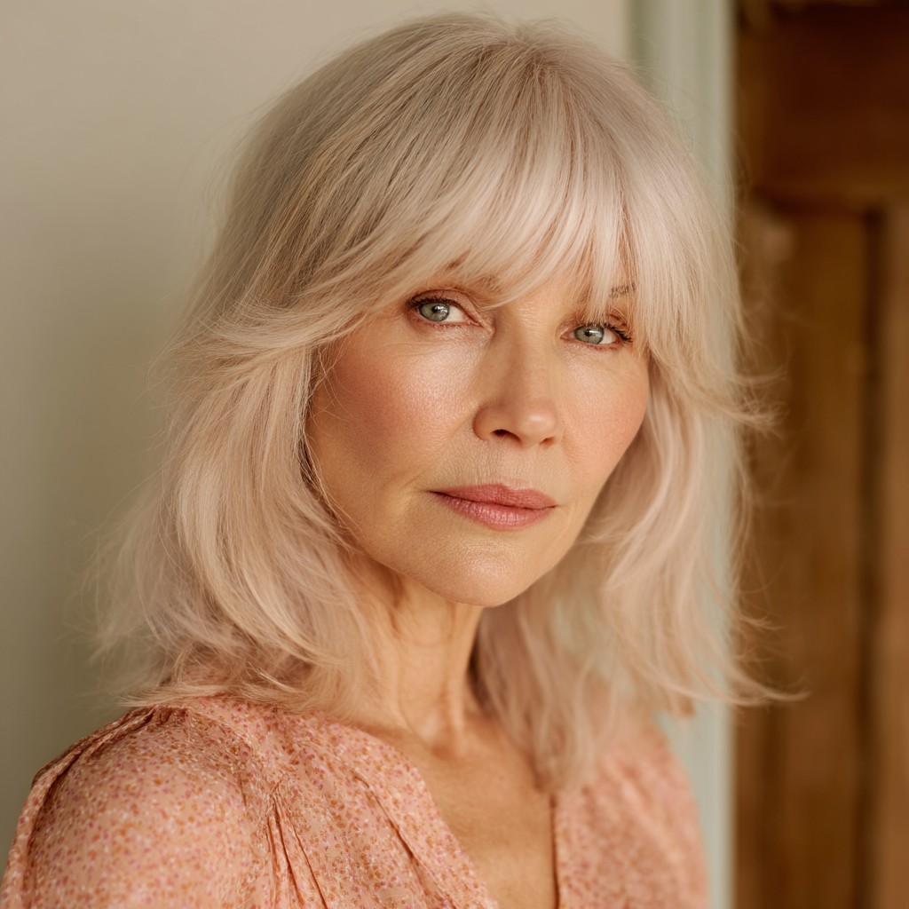 Softly Layered Medium Shag with Subtle Bangs