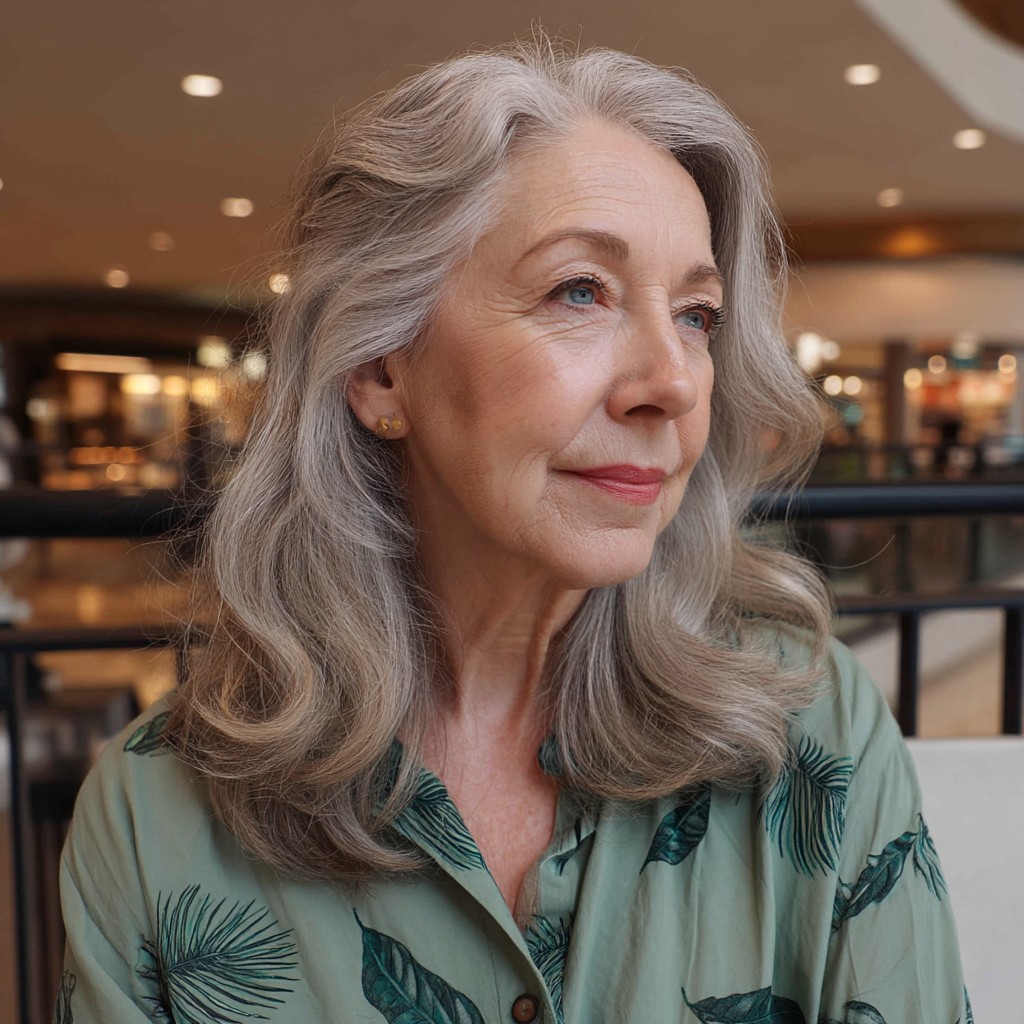 Softly Layered Silver Waves with Subtle Volume