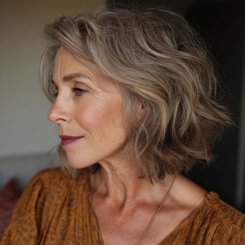 Softly Textured Shoulder-Length Cut with Natural Waves