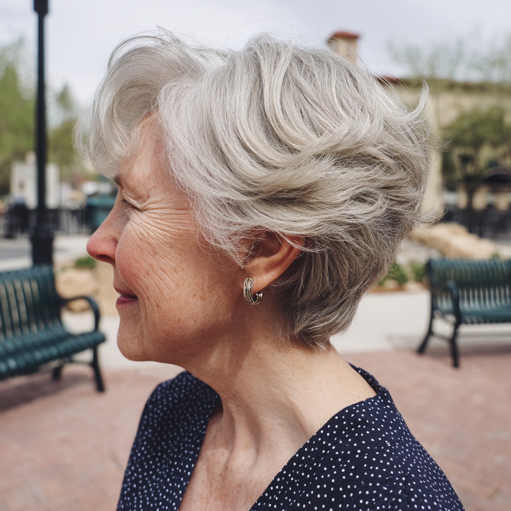 Softly Textured Silver Wedge Cut with Gentle Layers