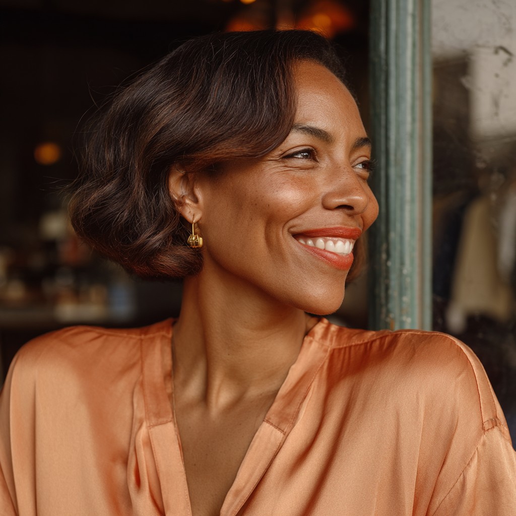 Stylish Curly Bob with Defined Waves