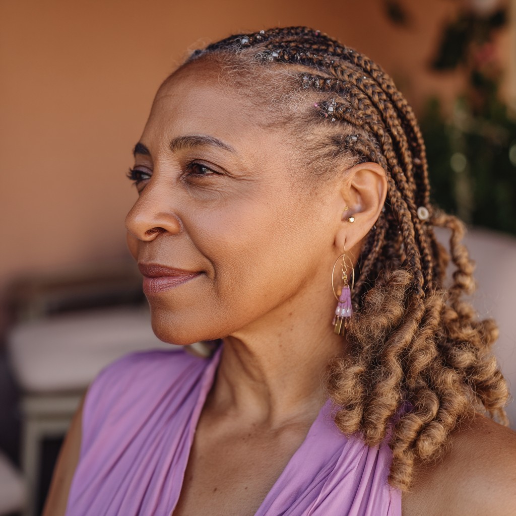 Stylish Curly Braids with Loose Ends