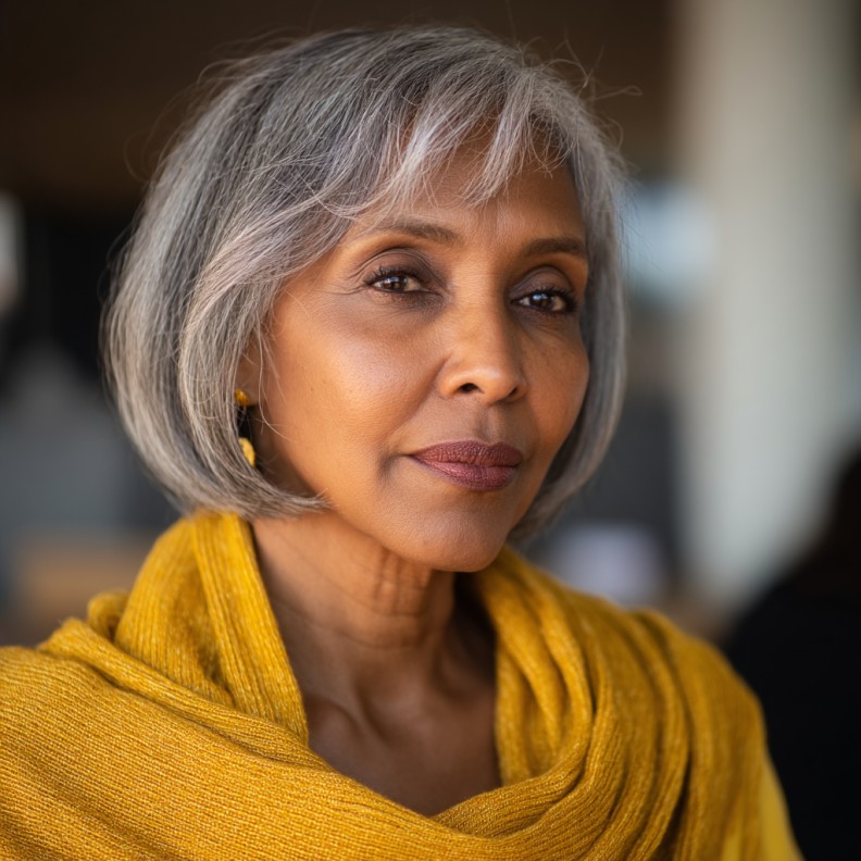 Stylish Gray Bob with Subtle Lowlights