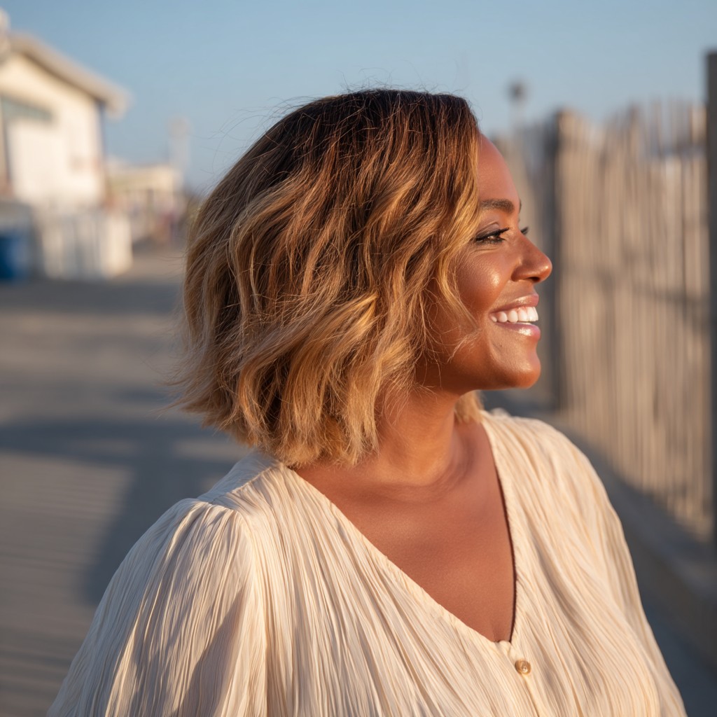 Sun-Kissed Wavy Bob with Soft Layers