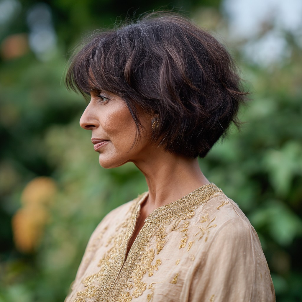 Textured Dark Brown Wedge Cut with Soft Layers