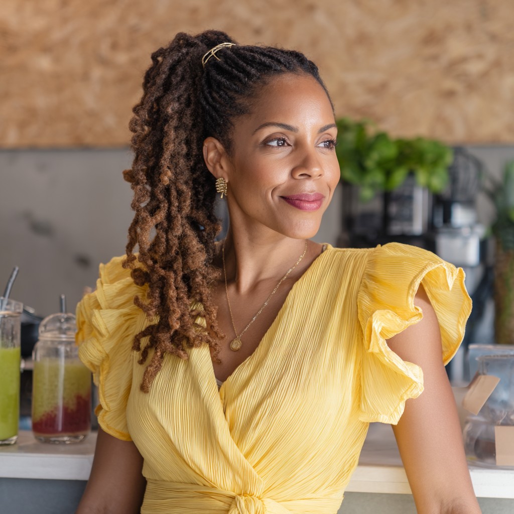 Textured High Ponytail with Loose Curls