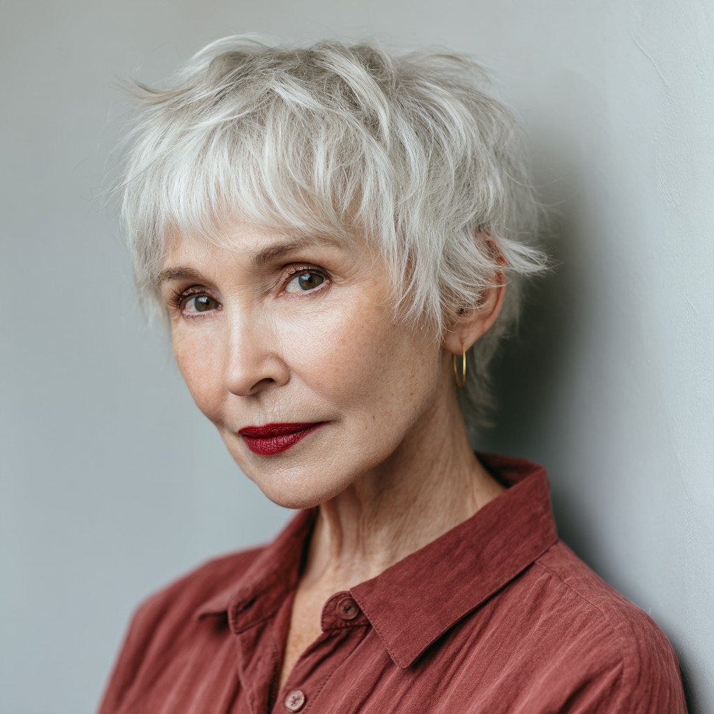 Textured Long Pixie Cut with Feathered Layers