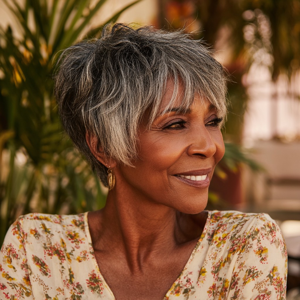 Textured Long Pixie Cut with Soft Face Framing Layers