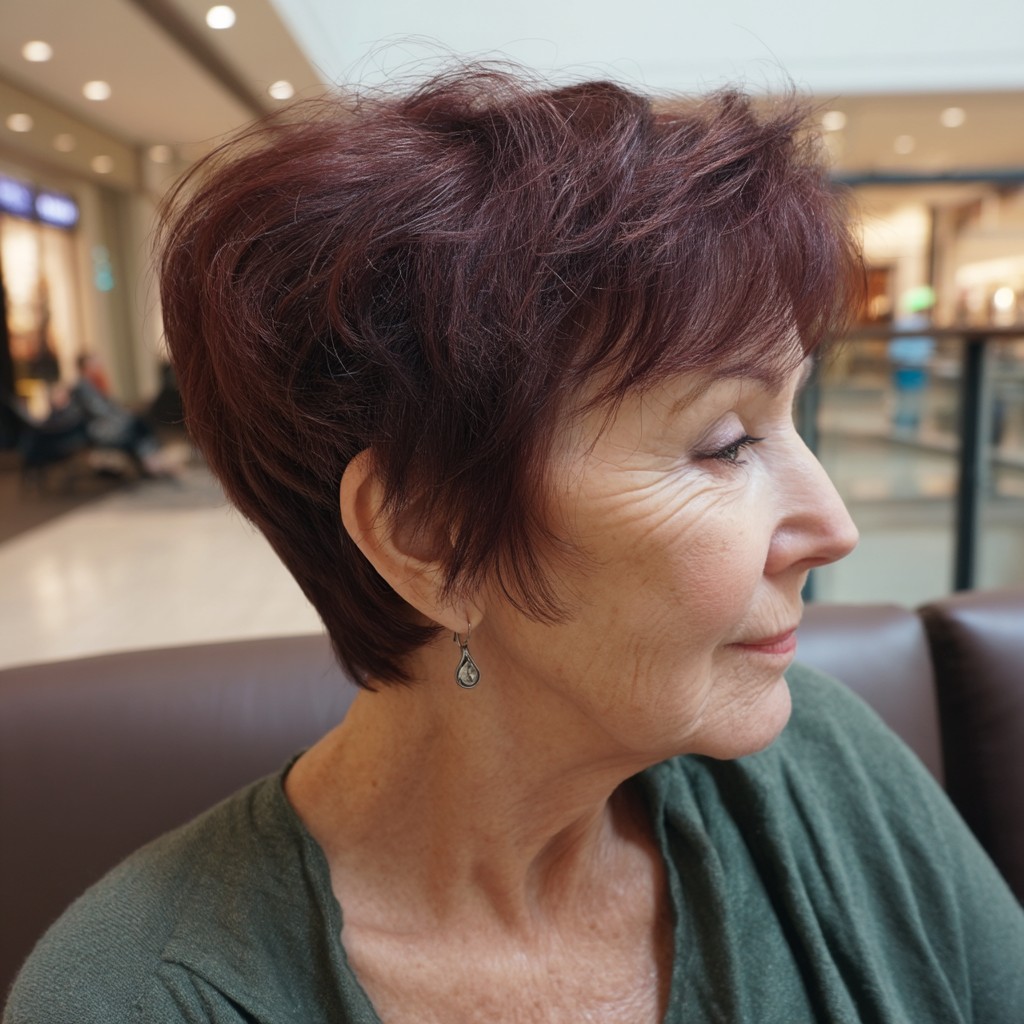 Textured Mahogany Wedge Cut with Soft Layers