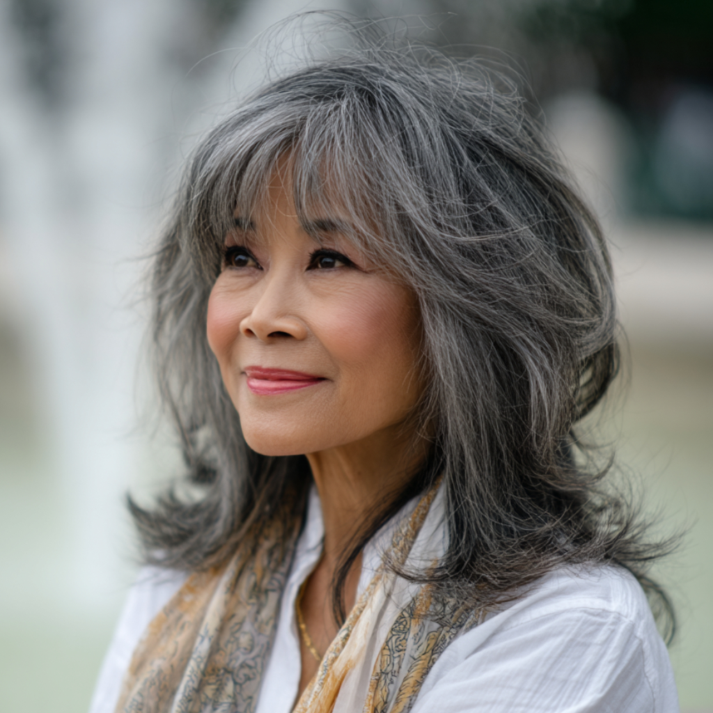 Textured Medium Shag with Flattering Bangs