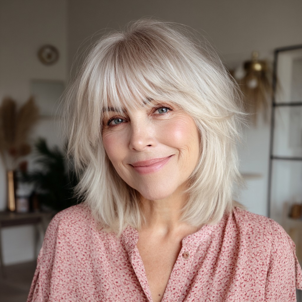 Textured Medium Shag with Soft Bangs