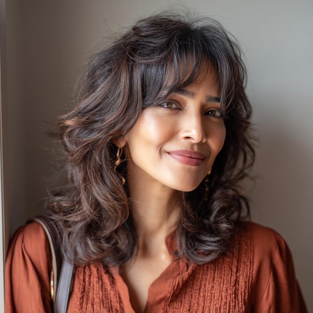 Textured Shag with Soft Face-Framing Bangs