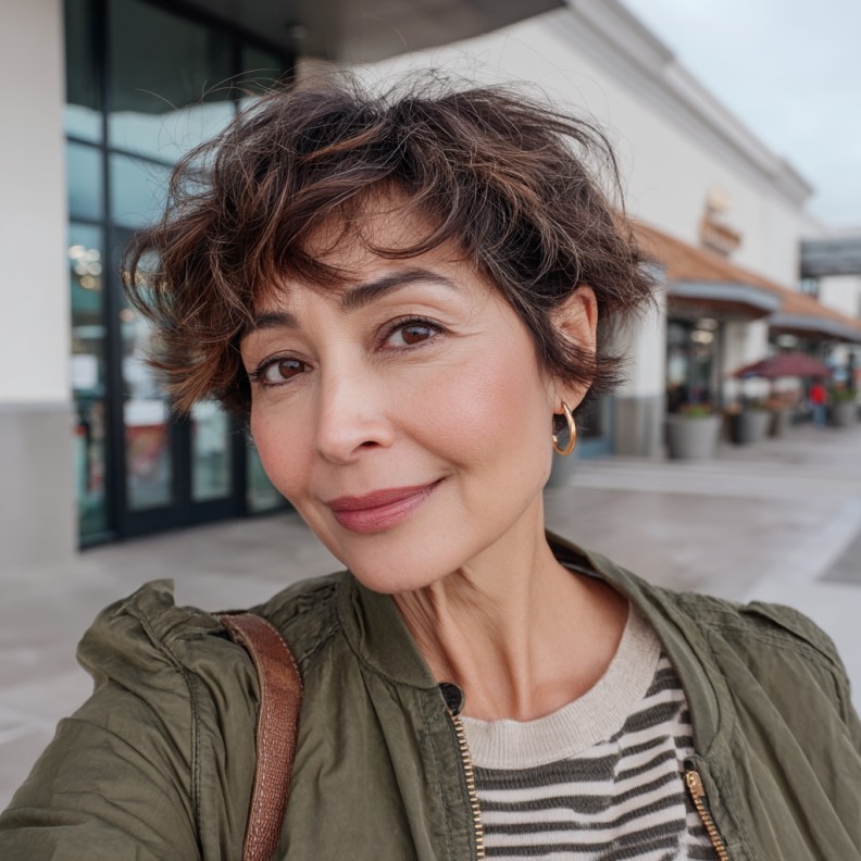 Textured Short Curly Cut with Subtle Highlights