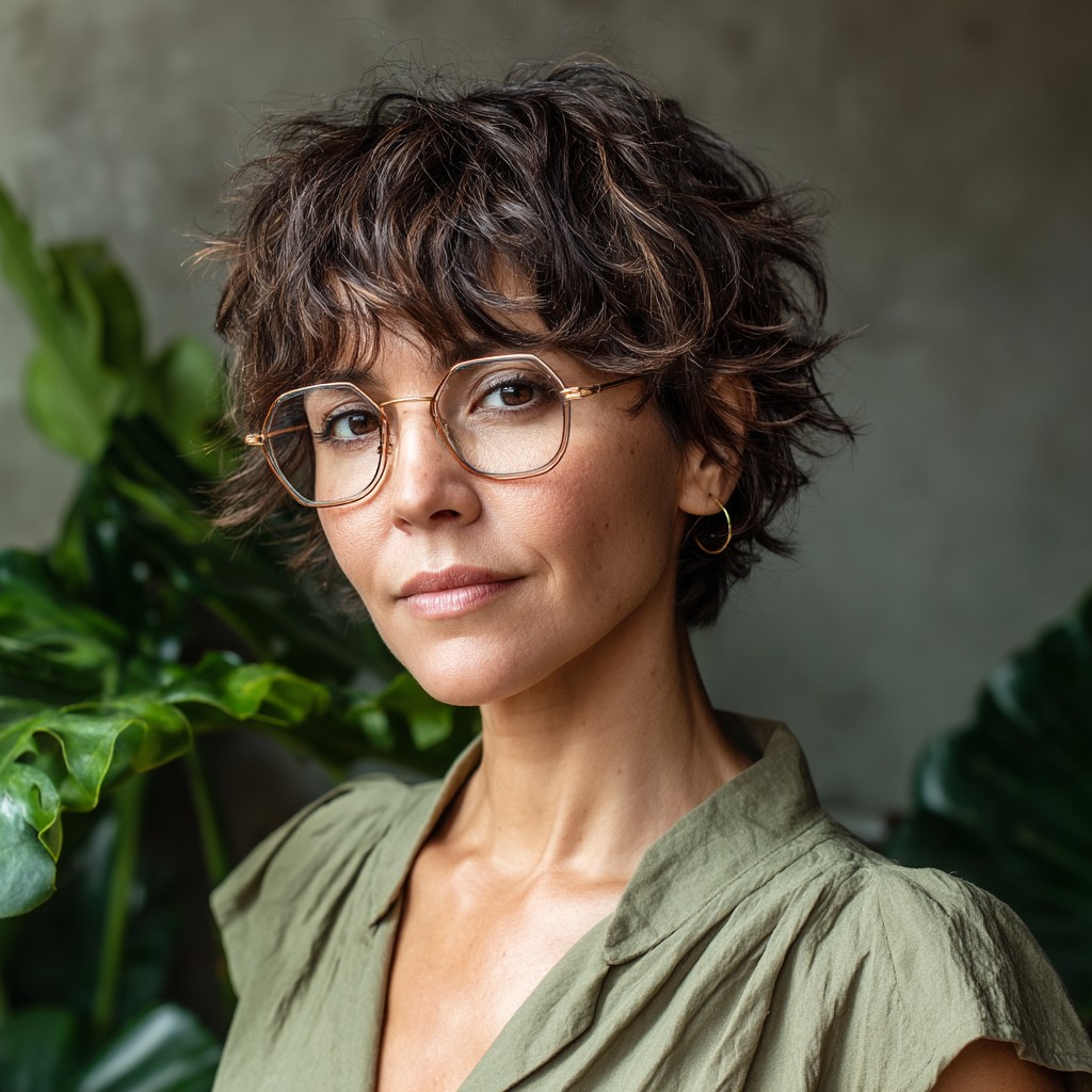 Textured Short Shag with Wispy Bangs