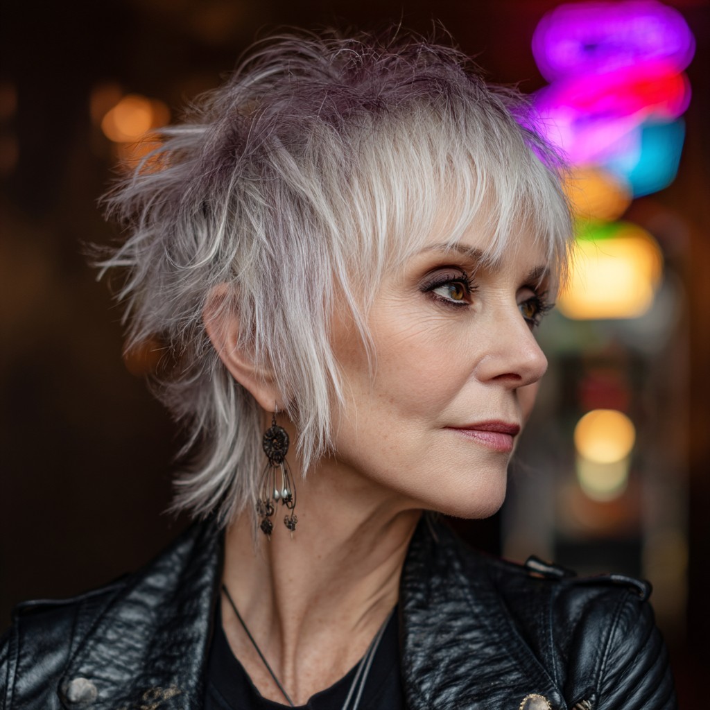 Textured Silver Shag with Playful Volume