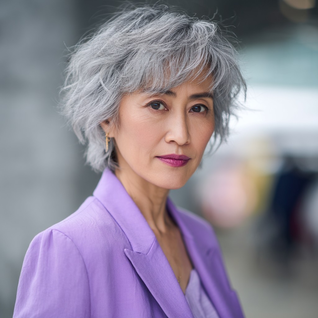 Textured Silver Shag with Soft Layers