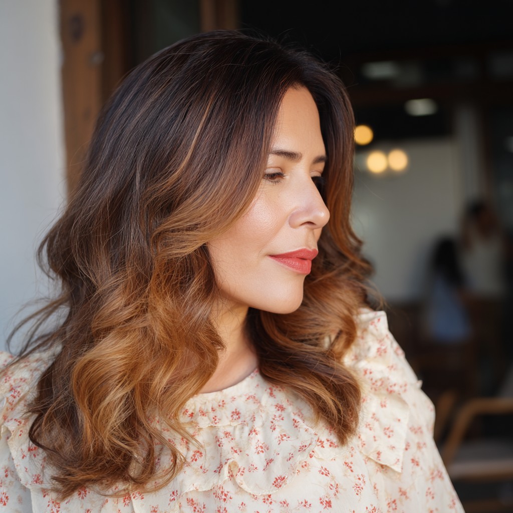 Warm Honey Ombre with Soft, Defined Waves
