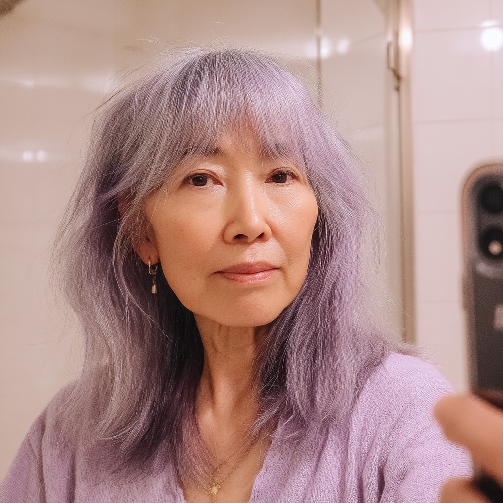 Whimsical Lavender Shag with Soft Bangs