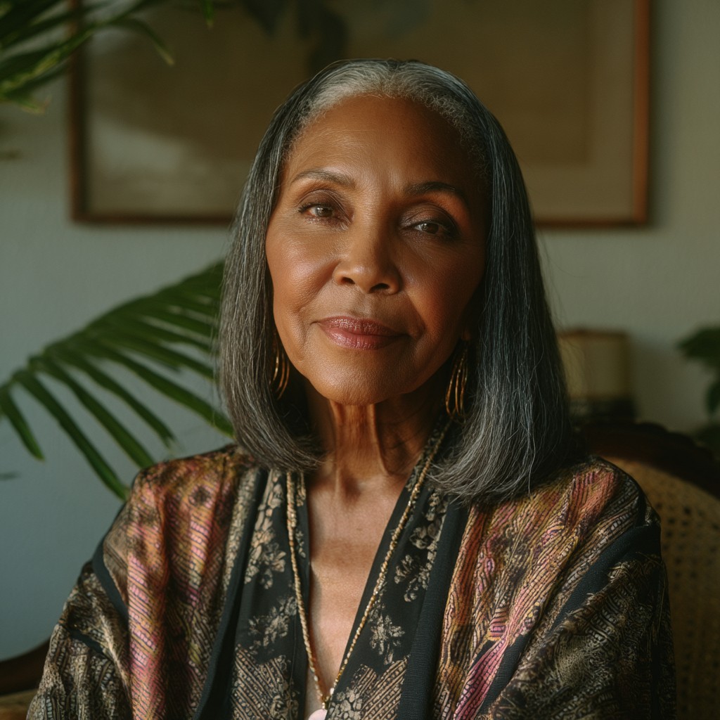 Graceful Silver Shoulder-Length Bob with Soft Movement
