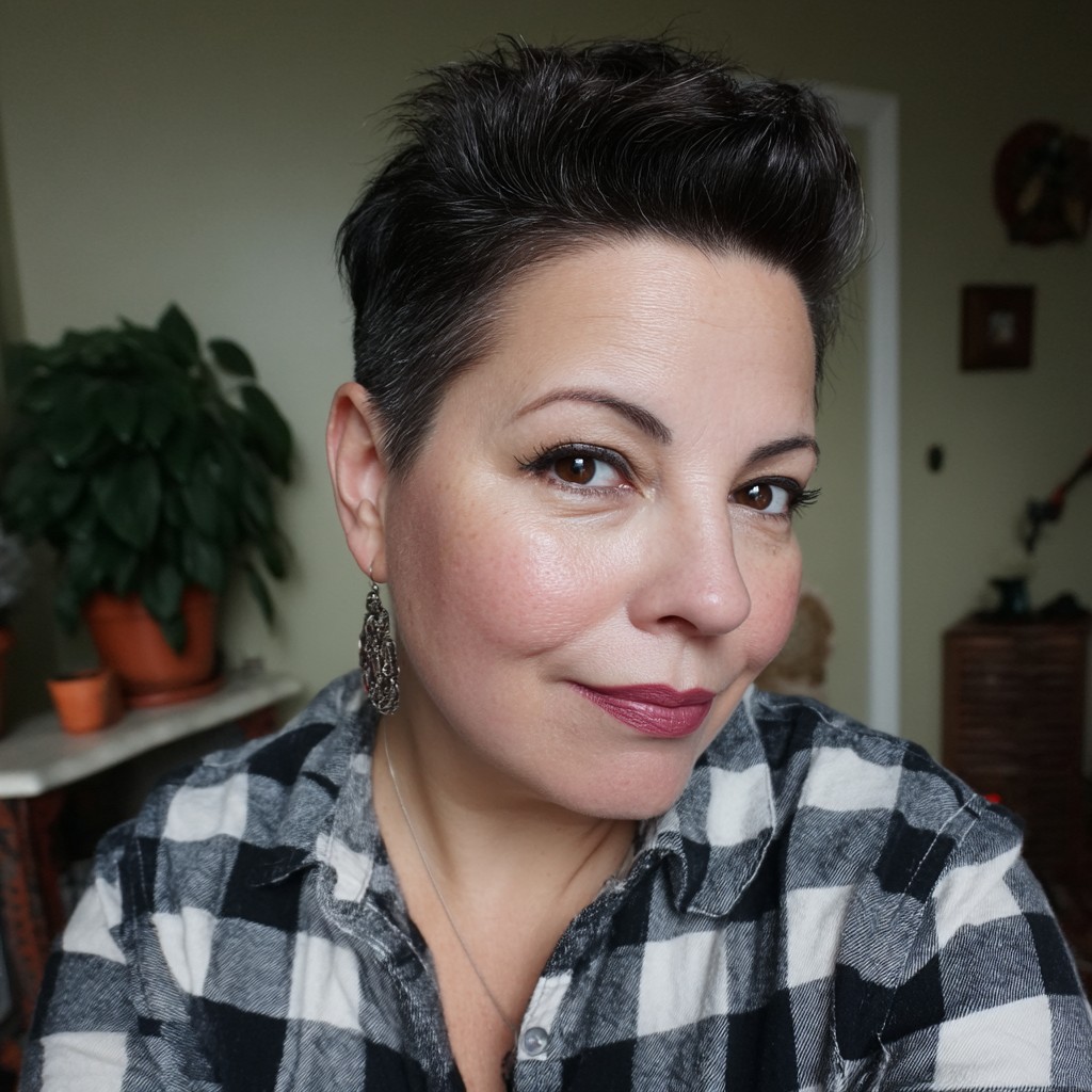 Bold Short Textured Pixie Cut for Round Faces