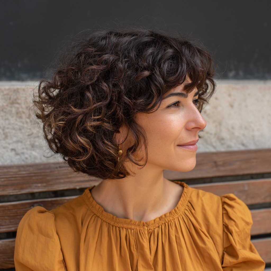 Charming Curly Bob with Defined Curls