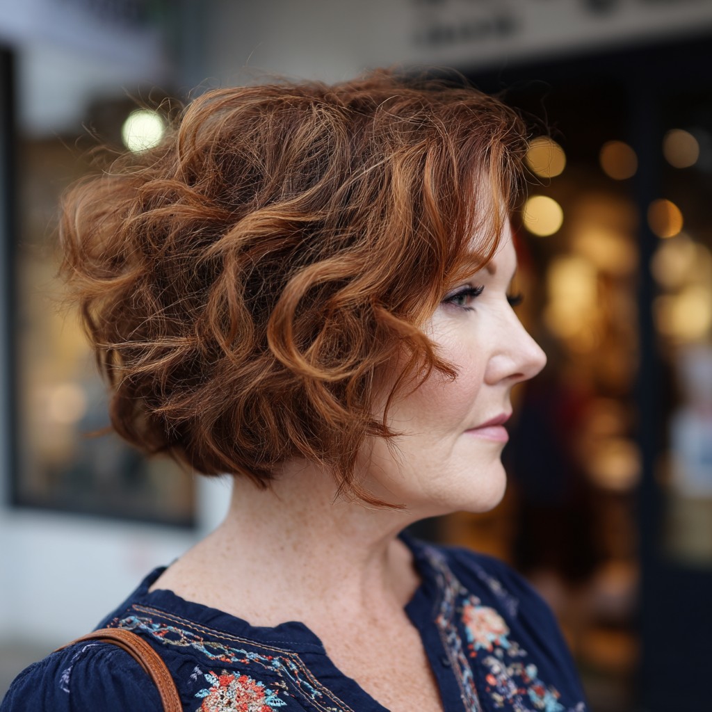 Charming Curly Short Bob for Round Faces