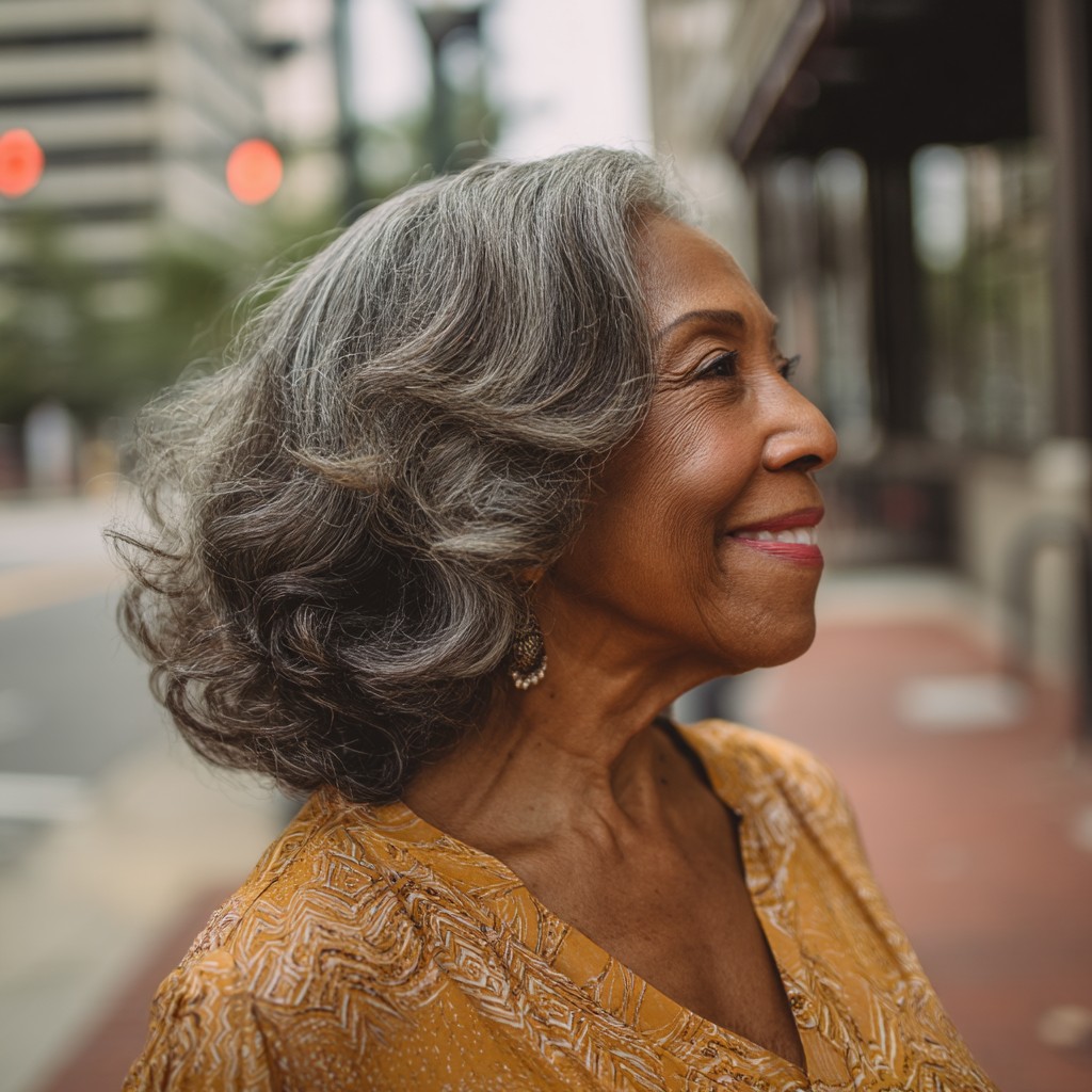 Charming Long Bob with Soft Curls for Ageless Beauty